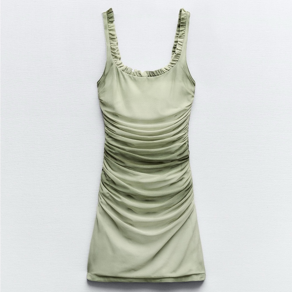 NWT Zara Ruffled Tule Mini Dress